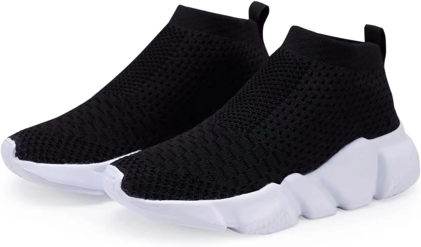 YAVY Kids Sneakers for Boys Tennis Shoes Girls Sock Sneakers for Kids Slip on Shoes Breathable high top Athletic Lightweight Walking Running Shoes
