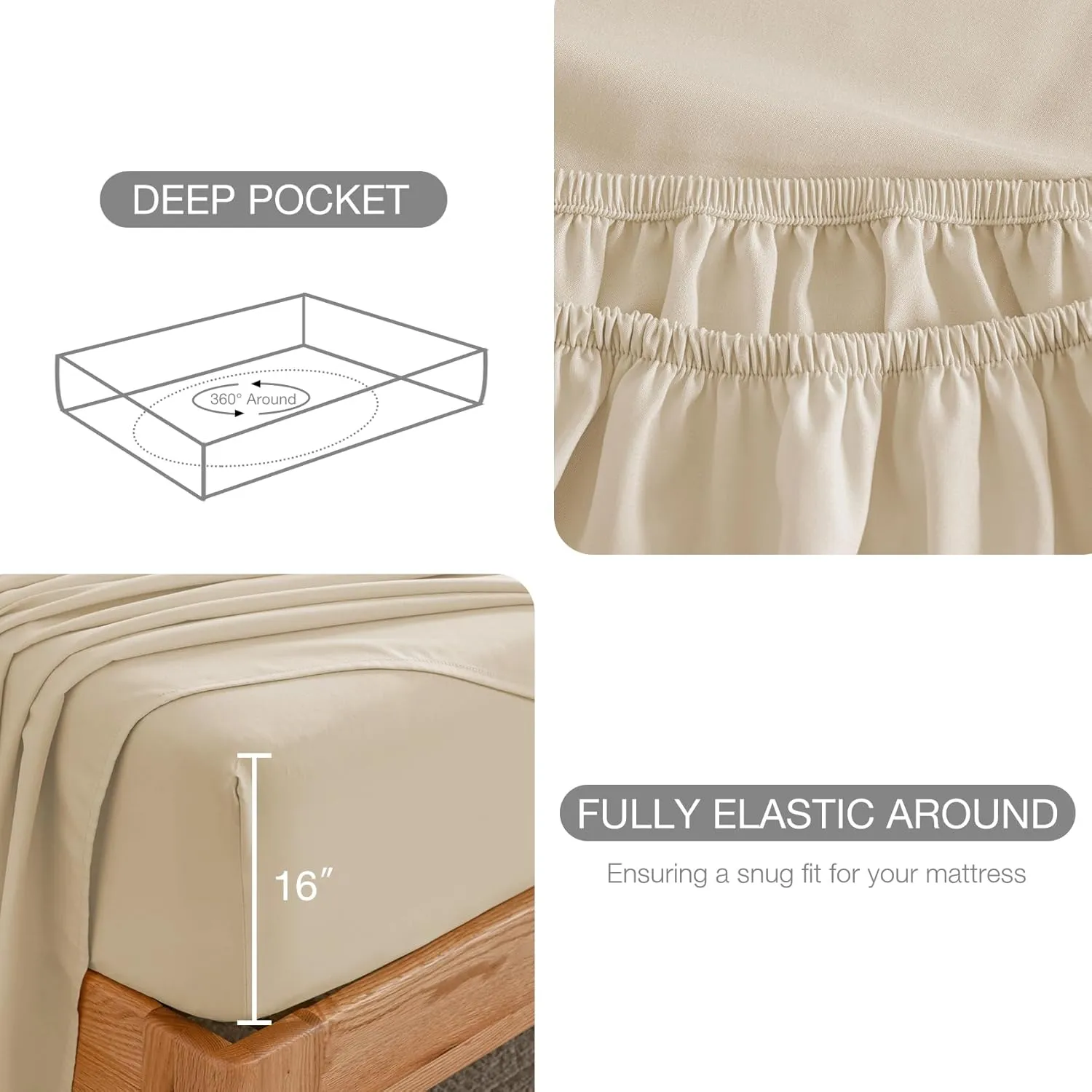 Yibeizi Beige Sheet Set Twin Size, Kids Bedsheets Microfiber Deep Pocket Cute Bed Sheet & Pillowcase Sets 3 Pieces