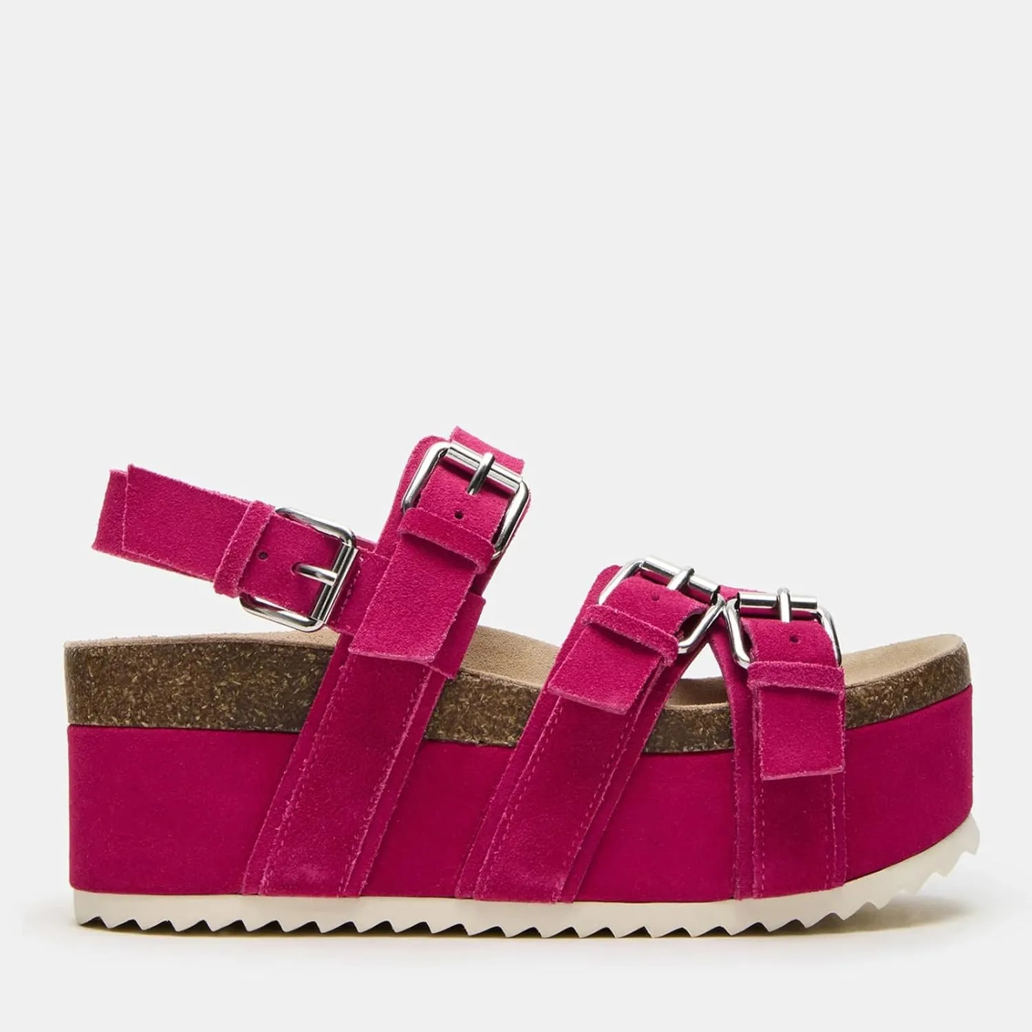Yishaweiqi Women's Suede Strappy Platform Sandals Comfortable Cork Footbed Flatform Sandals Adjustable Buckle Straps Flat Clogs Wedge Sandals