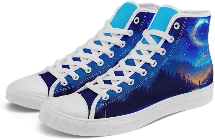 Yoga Printed High-Top Canvas Shoes for Women Unisex Fashion Lace Up Sneakers Casual Walking Tennis Trainer for Girls
