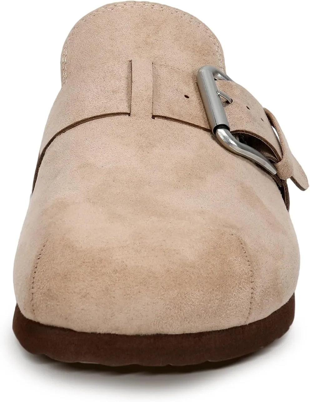YZ Women's Leather Clogs Mules Adjustable Buckle Slip on Cork Footbed Home Clog Slippers with Arch Support