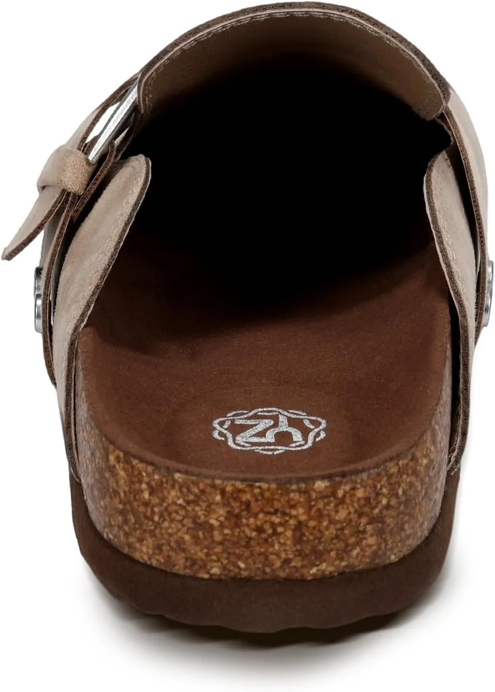 YZ Women's Leather Clogs Mules Adjustable Buckle Slip on Cork Footbed Home Clog Slippers with Arch Support