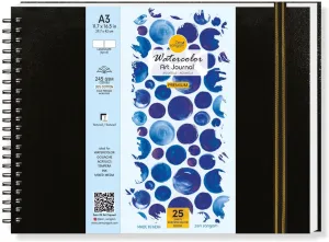 Zen Sangam A3 Artists' Watercolor Wiro Journal - 25 Sheets(50 Pages) - 245GSM 20% Cotton Cold Pressed Watercolour Paper - Spiral Watercolor Book (Landscape)