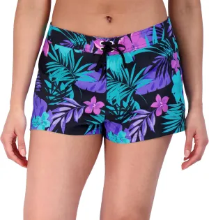 ZeroXposur Womens Swim Shorts with Liner – Black Swim Shorts for Women - Adjustable Stretch Waistband and Back Pocket