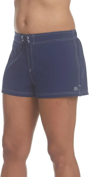 ZeroXposur Womens Swim Shorts with Liner – Black Swim Shorts for Women - Adjustable Stretch Waistband and Back Pocket