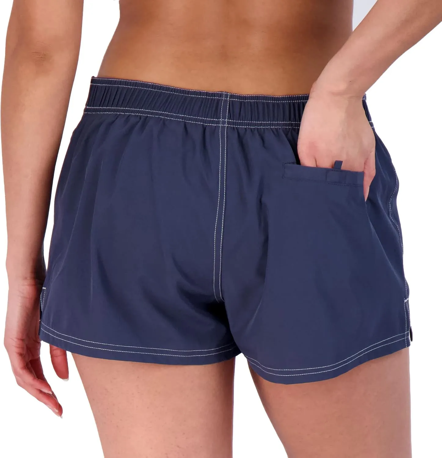 ZeroXposur Womens Swim Shorts with Liner – Black Swim Shorts for Women - Adjustable Stretch Waistband and Back Pocket