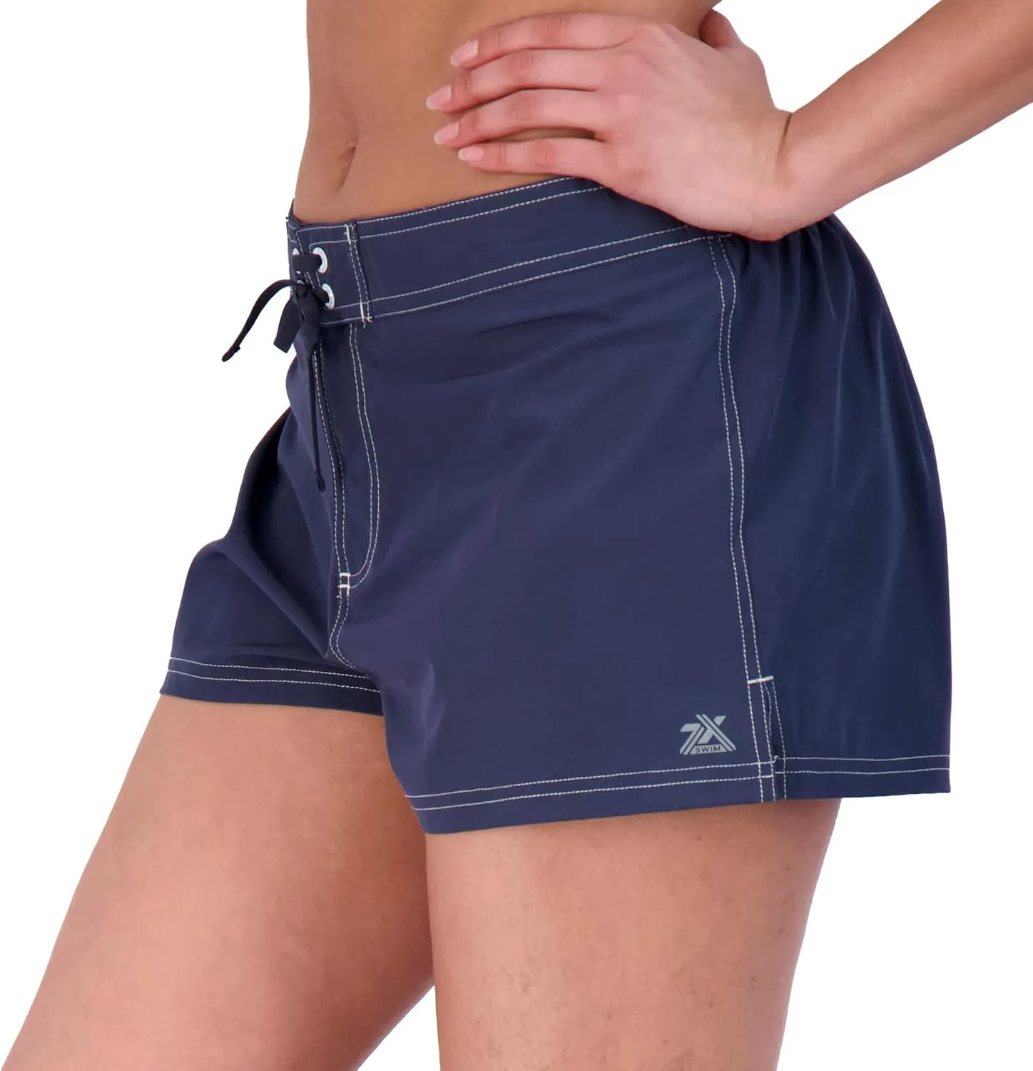 ZeroXposur Womens Swim Shorts with Liner – Black Swim Shorts for Women - Adjustable Stretch Waistband and Back Pocket