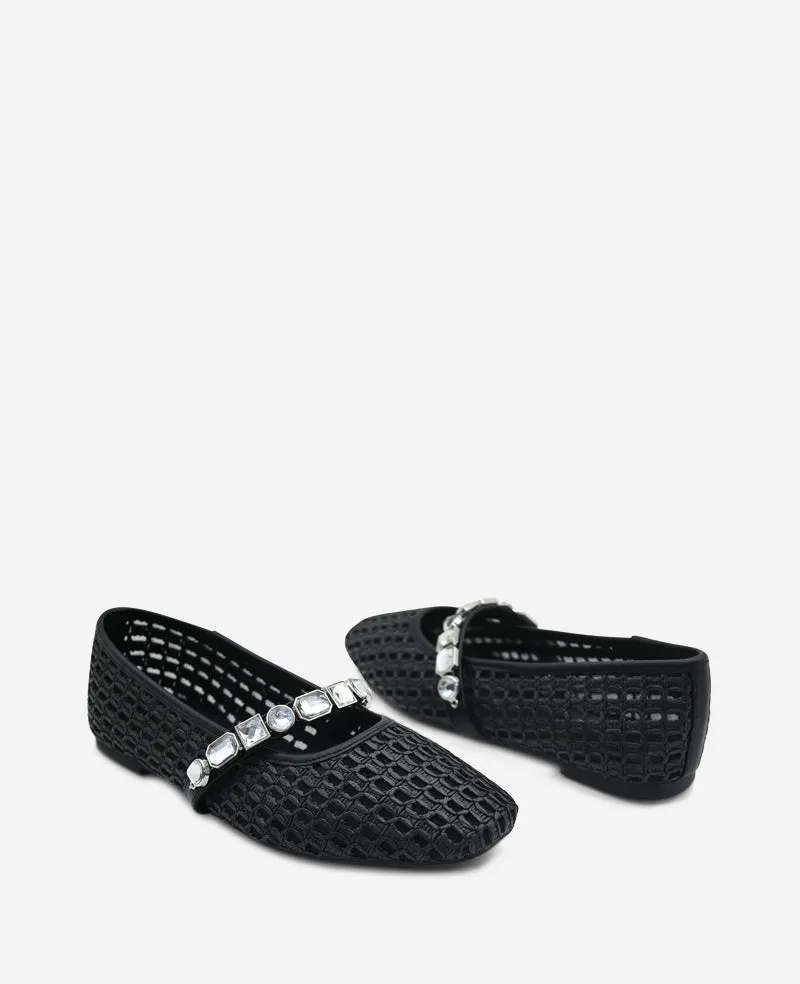 Zeta Raffia Jewel Mary Jane Flat