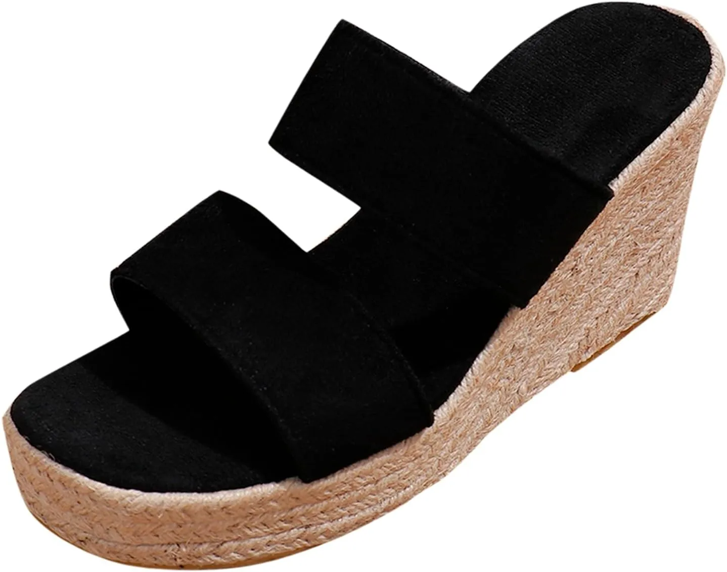 ZSpzx 2025 Espadrille Wedge Sandals for Women Comfortable Casual Summer Women's Platform Two Strappy Open Toe Low Wedges Heels Walking Beach Sandal Recovery Mules Ladies Shoes for Daily Wear