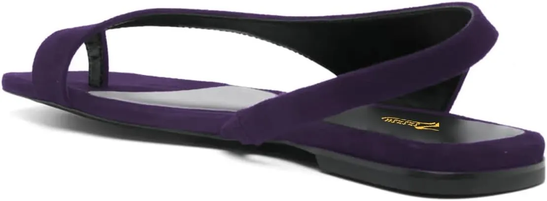 Zszszsu Women's Open Square Toe Flat Sandals Backless Low Heels with Toe Strap Comfort Indoor and Outdoor Mule Shoes Size 4-16 US