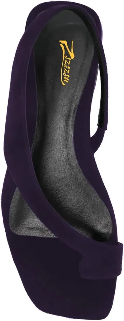Zszszsu Women's Open Square Toe Flat Sandals Backless Low Heels with Toe Strap Comfort Indoor and Outdoor Mule Shoes Size 4-16 US