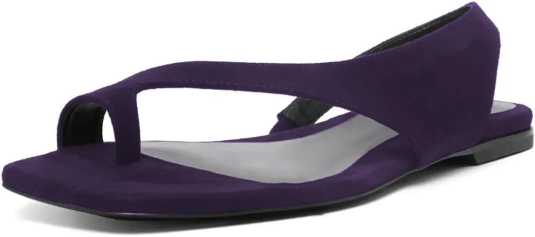 Zszszsu Women's Open Square Toe Flat Sandals Backless Low Heels with Toe Strap Comfort Indoor and Outdoor Mule Shoes Size 4-16 US
