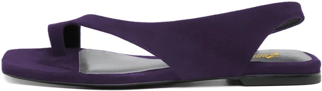 Zszszsu Women's Open Square Toe Flat Sandals Backless Low Heels with Toe Strap Comfort Indoor and Outdoor Mule Shoes Size 4-16 US